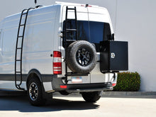 Load image into Gallery viewer, Aluminess Rear Door Ladder with Tire Carrier for 2007-2018 Mercedes Sprinter Van CLOSEOUT