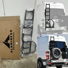 Load image into Gallery viewer, Aluminess Rear Door Ladder with Tire Carrier for 2007-2018 Mercedes Sprinter Van CLOSEOUT
