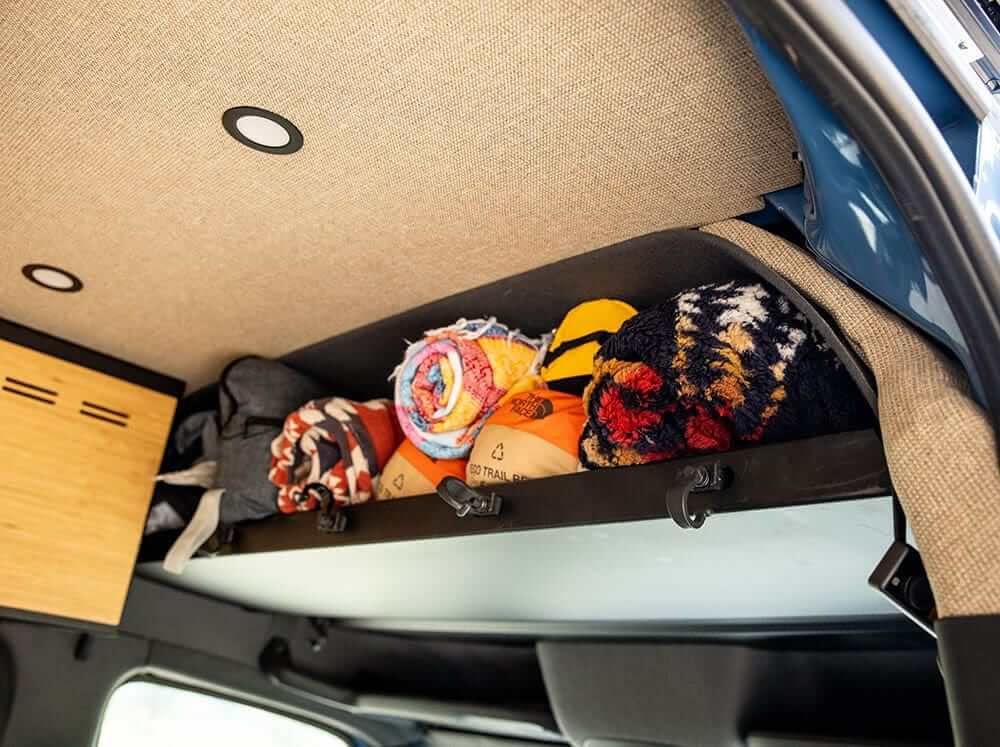 SUVAUTO Aluminum Van Headliner Shelf With Curtain Rod For 2019-2024 Mercedes Sprinter