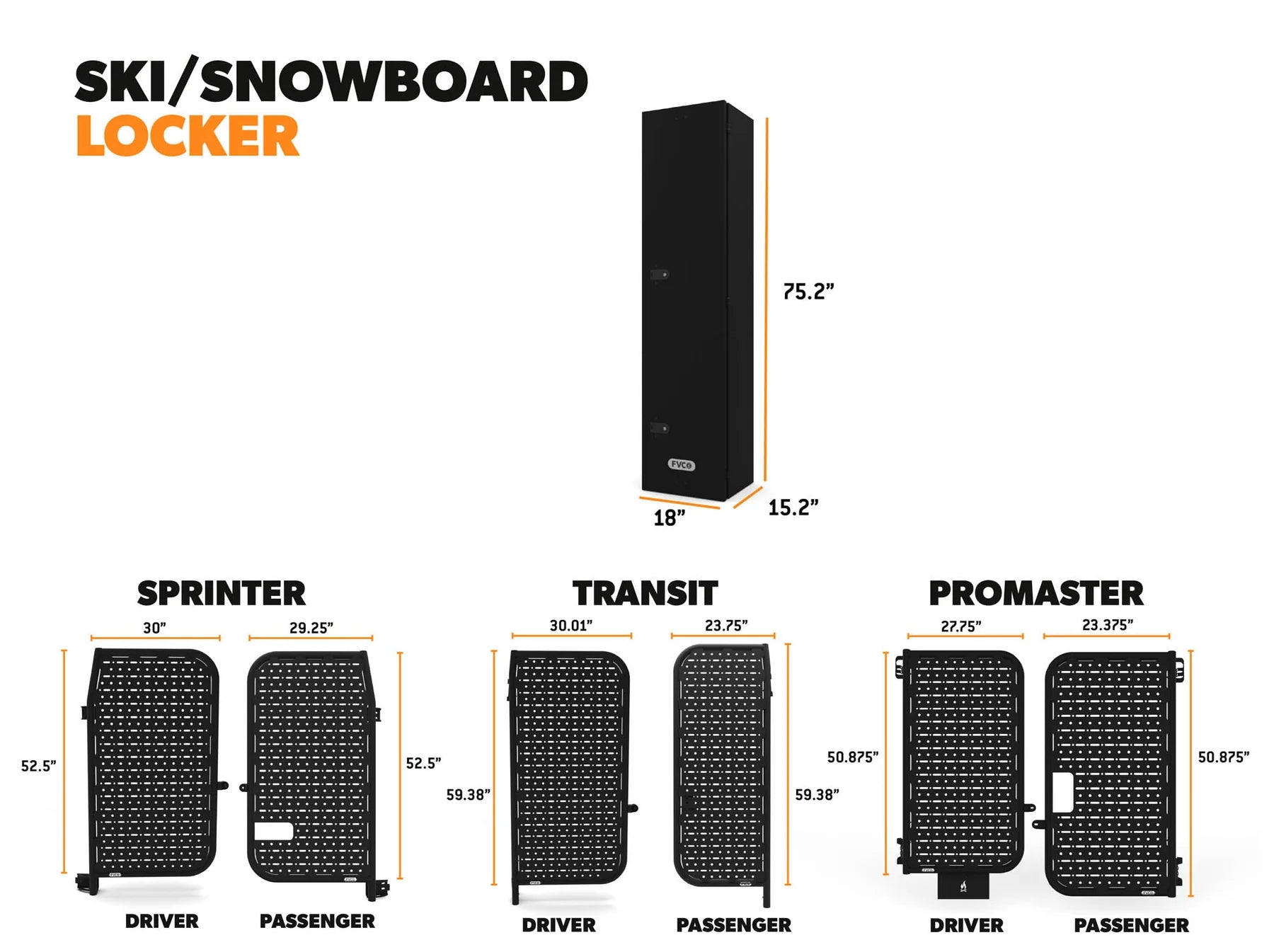 Flatline Van Co Adventure Van Ski & Snowboard Locker for FVC Rear