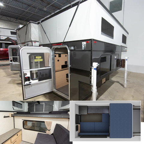 An In-Stock Showroom Inventory: 2025 HAWK Four Wheel Camper Base Model with Rollover Couch Floor Plan