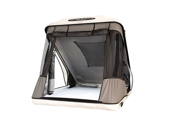 tente de toit james baroud Open Box James Baroud Discovery M Hard Shell Roof Top Tent in White – Main Line Overland