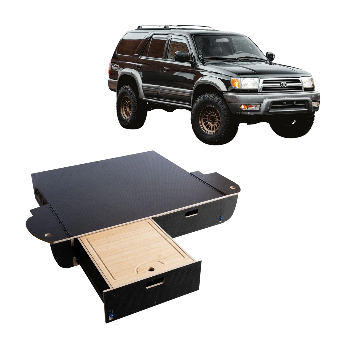 DRAWER ドゥロワー Solid Wood Worx Dual Drawer System for 1996-2002 Toyota 4Runner