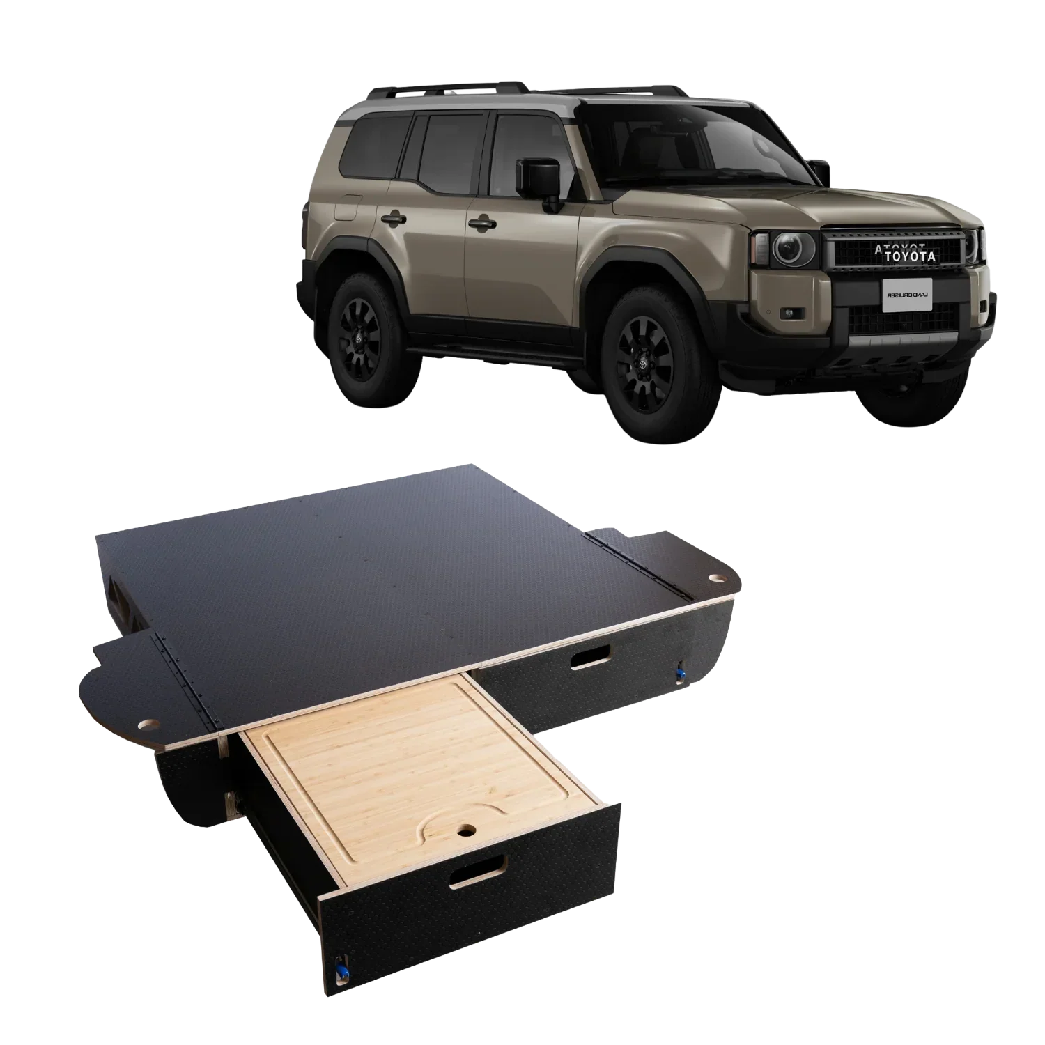 DRAWER ドゥロワー Solid Wood Worx Dual Drawer System for 2024+ Toyota Land Cruiser