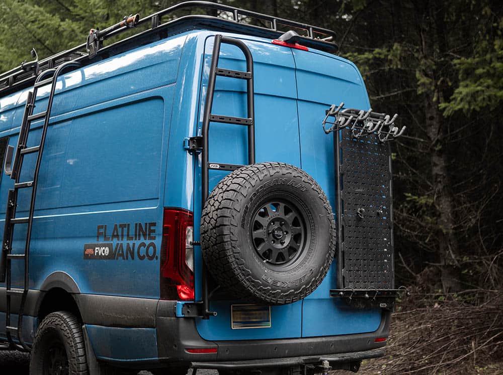 Van Rear Loader Flatline Van Co Sprinter Van Rear Ladder and Tire Carrier – Main Line ...